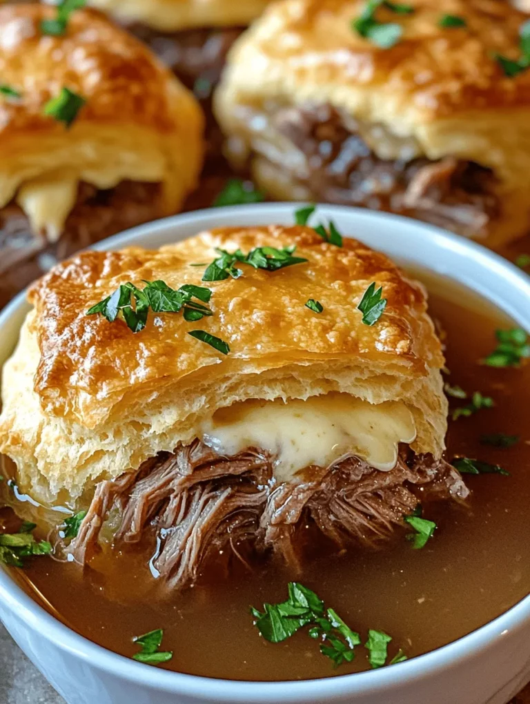 If you're on the hunt for a dish that combines comfort, flavor, and a bit of culinary flair, look no further than French Dip Biscuits. This delightful creation marries the classic French dip sandwich—known for its tender roast beef and savory dipping sauce—with the flaky, buttery texture of homemade biscuits. The result is a dish that is not only irresistibly tasty but also versatile enough to serve at casual gatherings, cozy family dinners, or even as a satisfying snack during your next movie night.