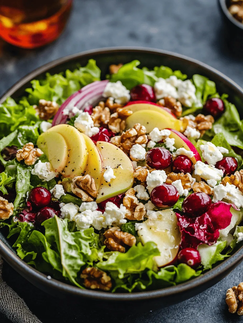 The Apple Cranberry Walnut Salad is a symphony of flavors and textures that embodies the essence of fresh, seasonal ingredients. This vibrant salad combines the crispness of apples, the tartness of cranberries, the crunch of walnuts, and the subtle bite of red onion, all resting on a bed of mixed greens. It’s not just a side dish; it’s a celebration of nature's bounty that can elevate any meal, from casual dinners to festive gatherings.