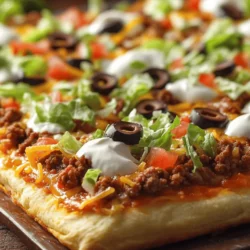 In recent years, there has been a delightful resurgence of retro food trends that evoke fond memories of childhood lunches and school cafeteria favorites. Nostalgic dishes are making a comeback in modern kitchens, and one such standout is the Taco Pizza Squares. This comforting dish combines the beloved flavors of tacos and pizza into a convenient, crowd-pleasing format that is perfect for gatherings, family dinners, or a casual weeknight meal. With the right balance of savory, spicy, and cheesy goodness, Taco Pizza Squares are sure to become a favorite in your household as they were in many cafeterias across the country.