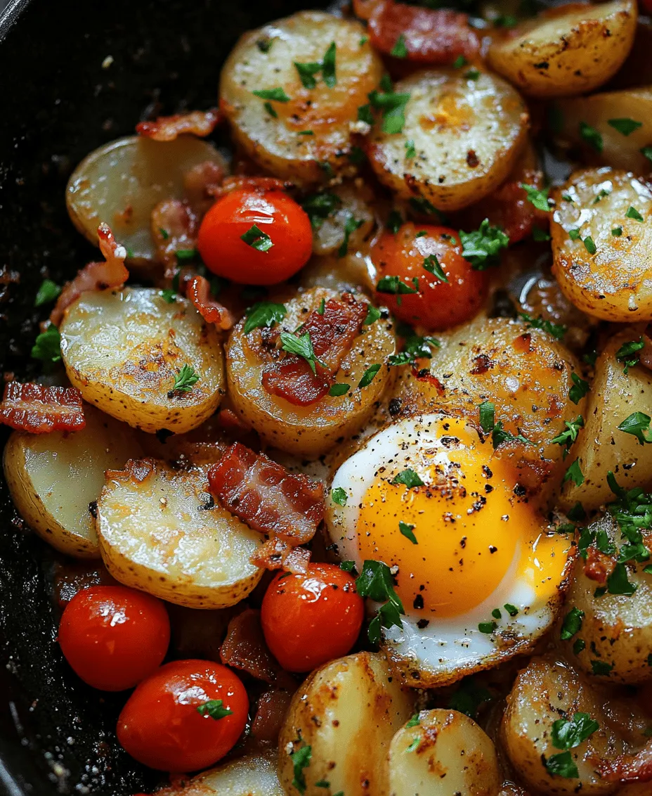 The Hearty Country Breakfast Skillet is a quintessential meal that brings together the rustic charm of country cooking with the satisfaction of a hearty breakfast. This dish embodies the essence of a traditional breakfast, featuring crispy potatoes, savory bacon, colorful vegetables, and perfectly cooked eggs. It’s a comforting combination that not only satisfies your hunger but also warms your soul, making it an ideal choice for family gatherings or a cozy weekend brunch. As you gather around the table, the aroma of sizzling bacon and freshly cooked eggs will create a delightful atmosphere, inviting everyone to dig in and enjoy.