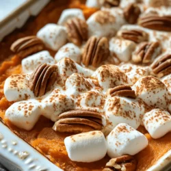 As the air turns crisp and the leaves begin to fall, the aroma of baking sweet potatoes fills kitchens across the country, heralding the arrival of the holiday season. One dish that has become a staple on many festive tables is the Candied Pecan Sweet Potato Bake. This delightful blend of creamy sweet potatoes, crunchy candied pecans, and fluffy marshmallows has a way of bringing families together, creating a comforting and indulgent side dish that pairs perfectly with holiday feasts.