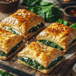 Savory pastries have a special place in the culinary world, charming palates with their flaky textures and rich fillings. Among these delightful treats, the Savory Spinach Delight Pastries shine brightly, offering a harmonious blend of fresh spinach, creamy cheeses, and a subtle hint of spice. These pastries are not only easy to prepare but also serve as an impressive appetizer or snack that can elevate any gathering. Whether you are hosting a dinner party, celebrating a special occasion, or simply looking for a tasty treat to enjoy at home, these pastries are sure to delight your guests and family alike.