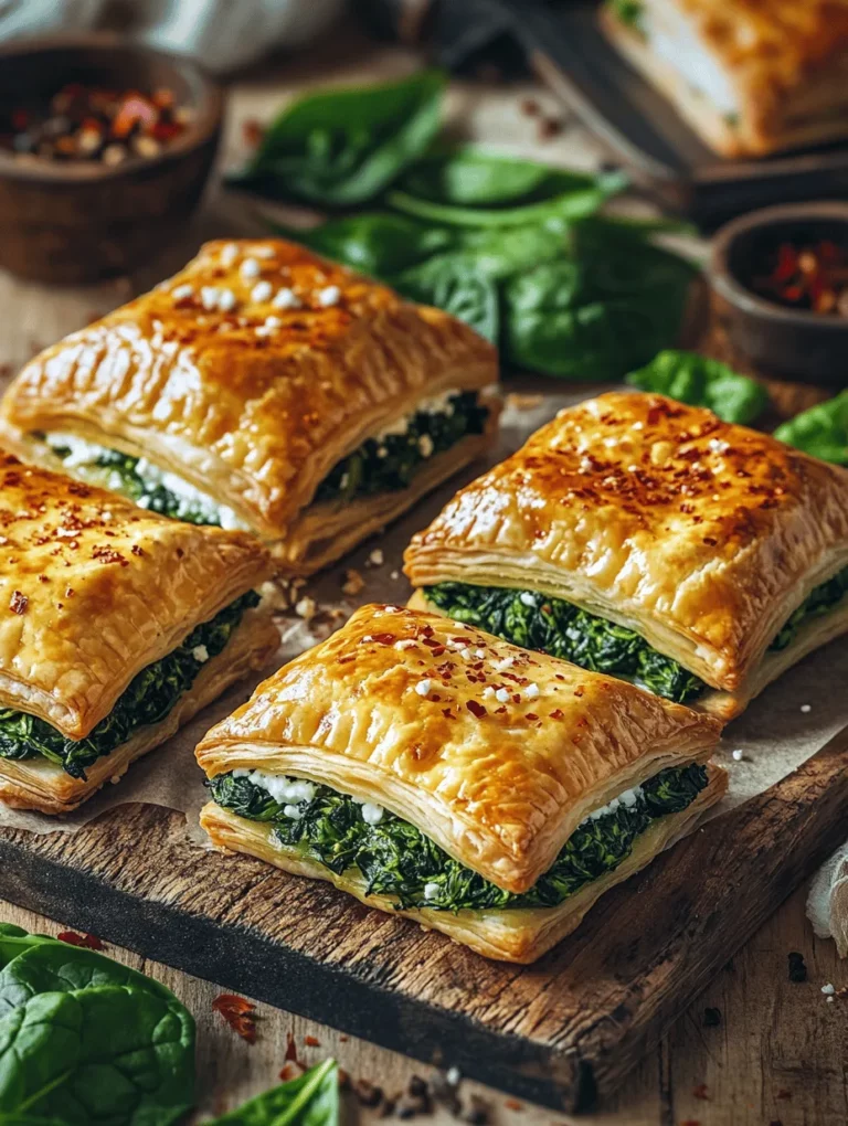 Savory pastries have a special place in the culinary world, charming palates with their flaky textures and rich fillings. Among these delightful treats, the Savory Spinach Delight Pastries shine brightly, offering a harmonious blend of fresh spinach, creamy cheeses, and a subtle hint of spice. These pastries are not only easy to prepare but also serve as an impressive appetizer or snack that can elevate any gathering. Whether you are hosting a dinner party, celebrating a special occasion, or simply looking for a tasty treat to enjoy at home, these pastries are sure to delight your guests and family alike.