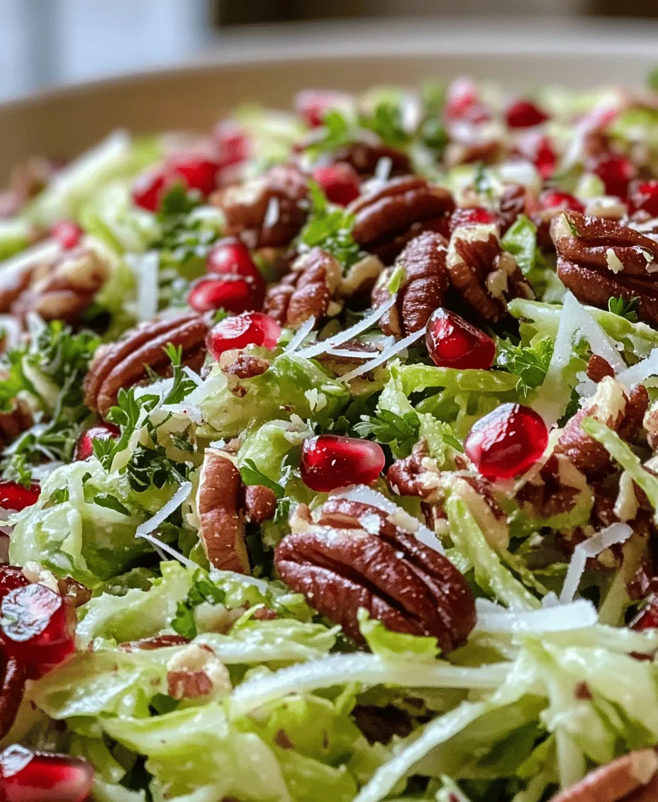 As the seasons change, so do our culinary cravings, and one dish that perfectly captures the essence of fall and winter is the Shaved Brussels Sprout Salad with Pomegranate and Candied Pecans. This vibrant salad not only boasts a colorful presentation but also harmonizes a delightful balance of flavors and textures that make it a standout choice for any gathering or as a nutritious side dish. The crisp freshness of the Brussels sprouts, the burst of sweetness from the pomegranate seeds, and the crunch of candied pecans come together, creating a symphony of taste that delights the palate.