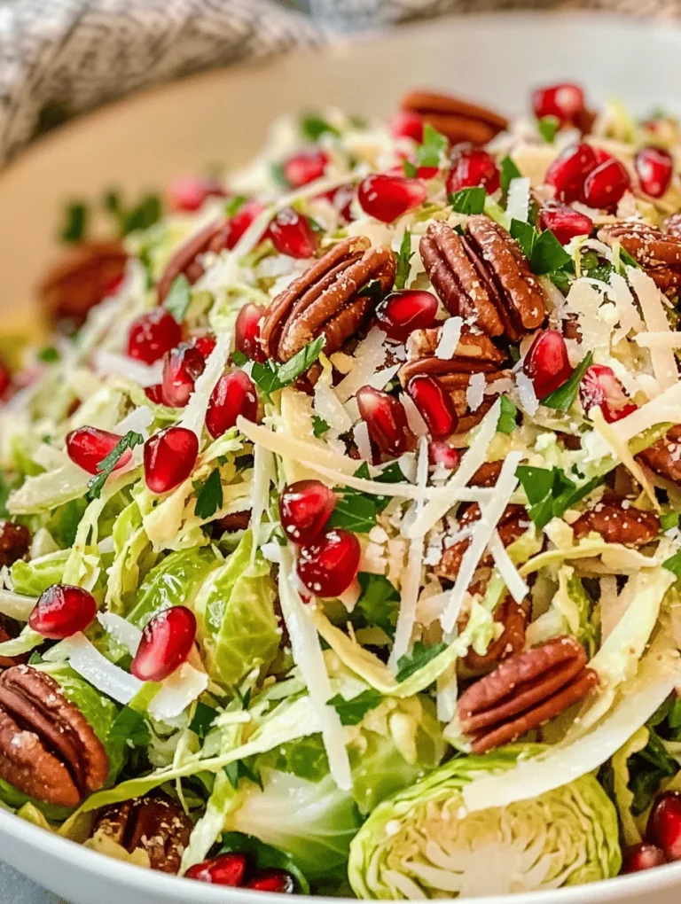 As the seasons change, so do our culinary cravings, and one dish that perfectly captures the essence of fall and winter is the Shaved Brussels Sprout Salad with Pomegranate and Candied Pecans. This vibrant salad not only boasts a colorful presentation but also harmonizes a delightful balance of flavors and textures that make it a standout choice for any gathering or as a nutritious side dish. The crisp freshness of the Brussels sprouts, the burst of sweetness from the pomegranate seeds, and the crunch of candied pecans come together, creating a symphony of taste that delights the palate.