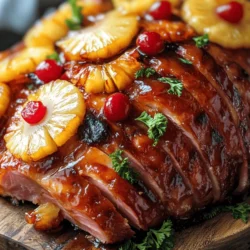 The aroma of a honey-glazed ham wafting through the air is enough to evoke feelings of warmth and togetherness, making it a staple for gatherings and special occasions. Whether it's a festive holiday dinner, a family reunion, or even a Sunday feast, honey glazed ham with pineapple rings is a showstopper that not only fills the belly but also warms the heart. This recipe combines the rich, savory flavor of bone-in ham with the sweet, tropical notes of honey and pineapple, creating a delightful harmony that tantalizes the taste buds.