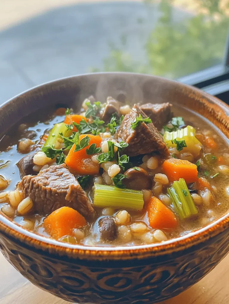 When the chill of winter sets in, few dishes offer the same comforting warmth as a hearty beef and barley stew. This traditional recipe brings together tender chunks of beef, wholesome barley, and a medley of vegetables, simmering to perfection in a savory broth. As the rich aromas waft through your kitchen, you are reminded of family gatherings and the joy of sharing a meal with loved ones. Not only does this stew provide a delicious, filling option for dinner, but it also serves as a reminder of the power of comfort food—its ability to nourish not just the body, but the soul.