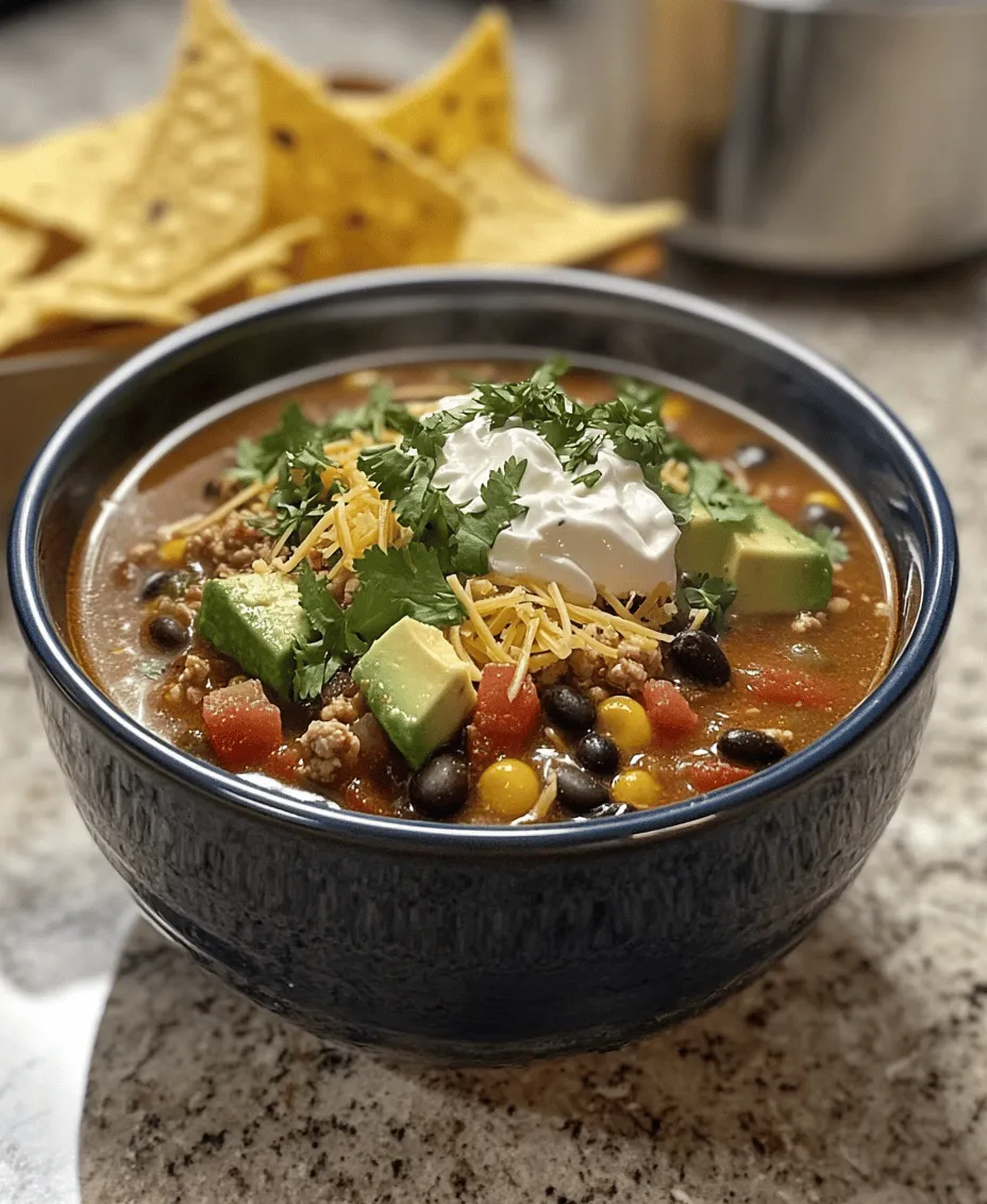 Spicy Green Chile Taco Soup takes the classic taco soup and infuses it with the vibrant heat of green chiles, making it a flavorful and exciting dish. The combination of zesty spices, fresh ingredients, and savory proteins creates a delightful bowl of comfort that tantalizes the palate. With each spoonful, you can expect a symphony of flavors, from the earthiness of cumin to the subtle sweetness of fresh corn, all balanced with the spicy kick from the green chiles.