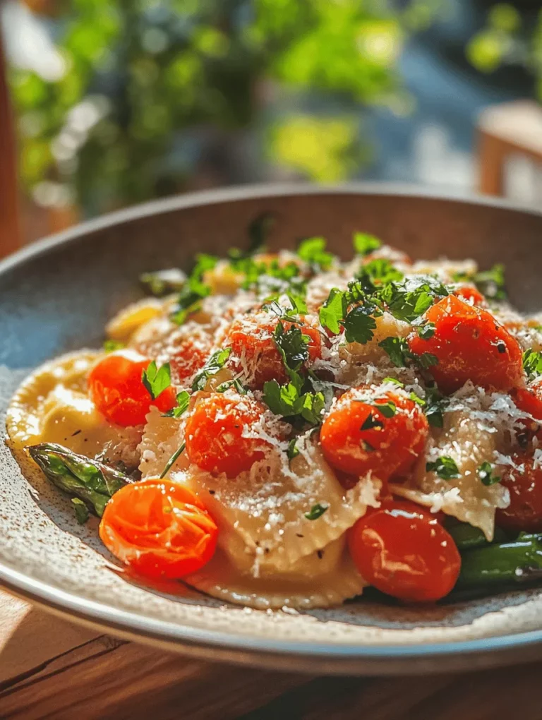 Herb-infused ravioli with roasted tomatoes and asparagus is a delightful dish that celebrates the vibrant flavors of fresh ingredients. This Italian-inspired meal not only tantalizes the taste buds but also offers a stunning presentation that can impress guests at any dinner party or family gathering. The combination of delicate ravioli stuffed with herby goodness, paired with the sweet burst of roasted cherry tomatoes and the earthy crunch of asparagus, makes for a satisfying and nourishing meal.