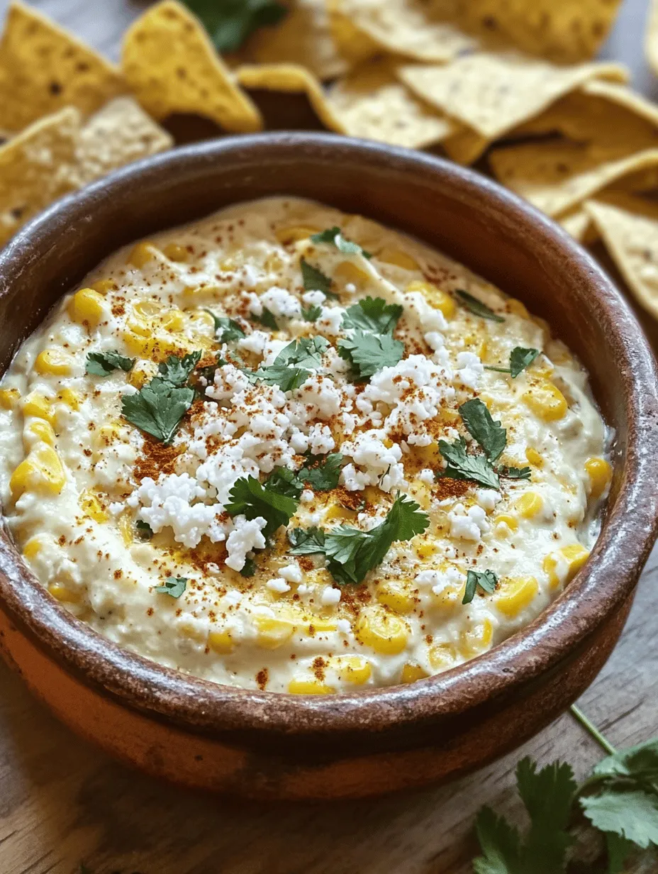 Zesty Mexican Street Corn Dip is a vibrant and flavorful dish that captures the essence of the beloved street food known as "Elote." Originating from the bustling streets of Mexico, Elote is traditionally made by grilling corn on the cob, slathering it with mayonnaise, sprinkling it with cotija cheese, and finishing it off with a squeeze of lime juice and a dash of chili powder. This dip transforms those classic flavors into a creamy, shareable delight perfect for gatherings, parties, or a cozy night in.