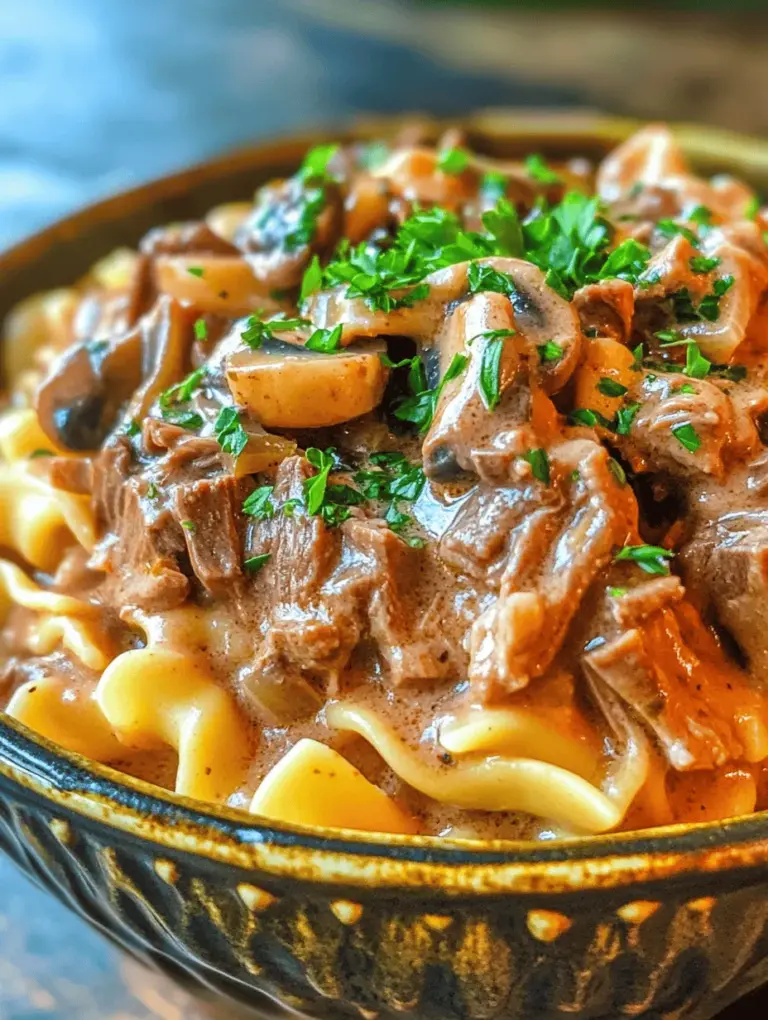 If there’s one dish that embodies comfort food, it’s the Slow Cooker Pot Roast Beef Stroganoff Delight. This hearty meal is perfect for those chilly evenings when the craving for something warm and satisfying strikes. The combination of tender beef, rich gravy, and creamy sauce seamlessly melds together, creating a mouthwatering experience that’s sure to please the whole family. This dish is not just a feast for the palate; it also warms the soul, making it a cherished favorite among comfort food enthusiasts.