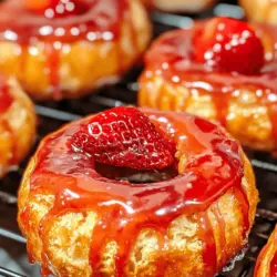 If you have a sweet tooth and an appreciation for delicate pastries, then Strawberry Glazed French Crullers are sure to captivate your senses. These exquisite treats combine the airy, pillowy texture of a traditional French cruller with the vibrant, fruity flavor of strawberry glaze. Often shaped like a charming twisted ring, crullers stand out not just for their appearance but also for their unique mouthfeel, making them an irresistible choice for breakfast, a snack, or dessert.