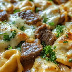 Cheesesteak Tortellini in Rich Provolone Sauce is a delightful fusion dish that brings together the savory flavors of a classic cheesesteak with the comforting texture of cheese-filled tortellini. This recipe is perfect for anyone seeking to elevate their weeknight dinner with a hearty, creamy meal that is both satisfying and easy to prepare. Imagine the mouthwatering combination of tender beef, sautéed vegetables, and a luscious cheese sauce enveloping each tortellini, creating a delightful symphony of flavors and textures.