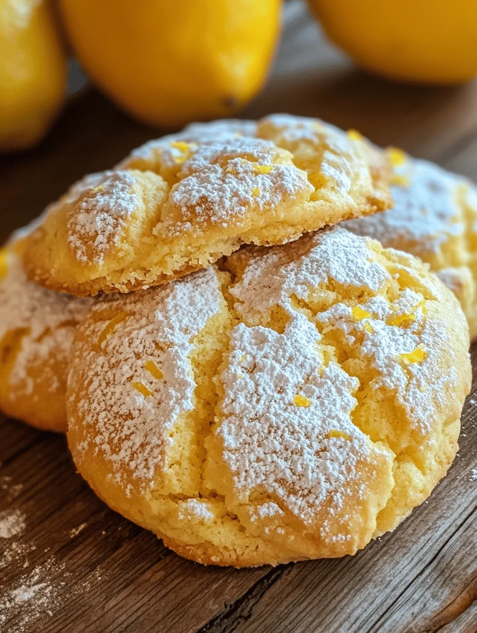 The visual appeal of crinkle cookies is undeniable; their distinctive cracked tops create an inviting look that is simply irresistible. When you first lay eyes on these cookies, the contrast between the smooth, white powdered sugar coating and the bright yellow lemon hue creates an eye-catching treat that beckons to be tasted. Each crack in the surface hints at the delightful flavors waiting to be discovered inside.