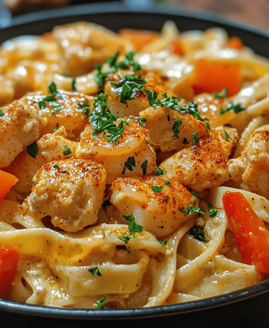 Welcome to the exhilarating world of Cajun cuisine, where vibrant flavors and rich textures create unforgettable meals. One standout dish that embodies the essence of this culinary tradition is <strong>Creamy Cajun Shrimp and Chicken Pasta</strong>. This dish is not just a meal; it’s an experience that tantalizes your taste buds with its perfect blend of protein and a luscious creamy sauce. Ideal for cozy family dinners or special occasions, this recipe brings the heart of Cajun cooking to your table, allowing you to indulge in a symphony of flavors.” /></p>
</p>
<h2>Preparing the Sauce: Building Flavors with Aromatics</h2>
</p>
<p>The key to a rich and flavorful sauce in your Creamy Cajun Shrimp and Chicken Pasta lies in the aromatics. Start by heating a tablespoon of olive oil in a large skillet over medium heat. Once the oil is shimmering, add finely chopped onions and sauté them until they turn translucent, about 3-4 minutes. Next, introduce minced garlic, bell peppers, and celery to the mix. These vegetables, known as the holy trinity in Cajun cooking, add depth and sweetness to your sauce.</p>
</p>
<p>Stir in your Cajun seasoning at this point, allowing it to toast slightly, releasing its essential oils and intensifying the flavor profile. As the spices mingle with the vegetables, a delightful aroma will fill your kitchen. To further enhance the sauce, deglaze the skillet with a splash of chicken broth or white wine, scraping up any brown bits from the bottom. This step not only adds flavor but also contributes to the dish’s complexity.</p>
</p>
<p>After deglazing, lower the heat and stir in a cup of heavy cream, allowing it to come to a gentle simmer. The cream will thicken slightly as it heats. For a touch of tanginess, consider adding a squeeze of lemon juice or a dash of Worcestershire sauce. This addition balances the richness of the cream and enhances the overall flavor.</p>
</p>
<h2>Combining Ingredients: Techniques for a Cohesive Dish</h2>
</p>
<p>Once your sauce is simmering and the flavors are melded, it’s time to combine the proteins—shrimp and chicken. If you haven’t already cooked your chicken, ensure that it is cooked through and sliced into bite-sized pieces. Add the chicken to the sauce, allowing it to warm through for about 2-3 minutes.</p>
</p>
<p>Next, introduce the cooked shrimp. If you are using fresh shrimp, cook them for about 2-3 minutes until they turn pink and opaque. If you’re using pre-cooked shrimp, just toss them in and allow them to heat gently. Stir the proteins into the sauce, ensuring they are well-coated with the creamy mixture. This step is crucial for a cohesive dish, as each bite should carry the delightful flavors of the sauce and the ingredients.</p>
</p>
<p>At this point, if you opted for adding any additional vegetables like spinach or mushrooms, fold them into the mixture now. Spinach will wilt down beautifully, while mushrooms will soak up the creaminess, adding texture to your dish. Allow everything to simmer together for an additional 3-5 minutes, letting the flavors blend and deepen.</p>
</p>
<h2>Mixing with Pasta: Achieving the Right Sauce Consistency</h2>
</p>
<p>With your sauce prepared and proteins combined, it’s time to bring everything together with the pasta. Ideally, you want to use a pasta shape that can hold onto the sauce, such as fettuccine or penne. Once your pasta is cooked to al dente according to package instructions, reserve about half a cup of the pasta cooking water before draining it. This water is starchy and will help adjust the sauce’s consistency.</p>
</p>
<p>Add the drained pasta directly to your skillet with the sauce and proteins. Toss everything together gently, ensuring the pasta is well coated. If the sauce seems too thick, gradually add the reserved pasta water, a tablespoon at a time, until you reach your desired creaminess. This step is essential for creating a luscious texture that clings to the pasta.</p>
</p>
<p>After mixing, give it a taste. You may want to adjust the seasoning with additional salt, pepper, or Cajun spice based on your preferences. A sprinkle of freshly cracked black pepper can add a nice kick.</p>
</p>
<h2>Garnishing: Enhancing Presentation and Flavor with Parsley</h2>
</p>
<p>No dish is complete without a finishing touch. For your Creamy Cajun Shrimp and Chicken Pasta, fresh parsley makes a perfect garnish. Chop a handful of fresh parsley finely and sprinkle it generously over the pasta just before serving. The vibrant green color not only enhances the dish’s visual appeal but also adds a fresh flavor that cuts through the richness of the cream sauce.</p>
</p>
<p>For an extra layer of flavor, consider adding a sprinkle of grated Parmesan cheese. The saltiness of the cheese complements the creaminess of the sauce and adds depth to the overall dish. Serve your pasta in a large bowl or individual plates, ensuring each serving has a good amount of sauce and garnishes.</p>
</p>
<h3>Nutritional Information</h3>
</p>
<p>Understanding the nutritional value of your Creamy Cajun Shrimp and Chicken Pasta can help you enjoy this dish guilt-free. Here’s a breakdown of the estimated nutritional content per serving:</p>
</p>
<p>– <strong>Calories</strong>: Approximately 600</p>
<p>– <strong>Protein</strong>: 35g</p>
<p>– <strong>Fats</strong>: 25g</p>
<p>– <strong>Carbohydrates</strong>: 60g</p>
</p>
<h4>Overview of the Health Benefits of Shrimp and Chicken</h4>
</p>
<p>Both shrimp and chicken are excellent sources of lean protein. Shrimp is low in calories and packed with nutrients like selenium, vitamin B12, and iodine. It’s also rich in omega-3 fatty acids, which are beneficial for heart health. Chicken, especially when using lean cuts like breast, provides essential amino acids necessary for muscle maintenance and repair.</p>
</p>
<h4>Discussing the Impact of Cream and Cheese on Calorie Count</h4>
</p>
<p>While the combination of cream and cheese creates a decadent sauce, it also contributes significantly to the calorie count. Heavy cream, while delicious, is high in saturated fats. However, you can modify the recipe to make it lighter. Consider using half-and-half or low-fat cream instead. You can also reduce the amount of cheese used or substitute it with a low-fat alternative.</p>
</p>
<h4>Suggestions for Lighter Alternatives or Modifications</h4>
</p>
<p>If you want to enjoy this dish with fewer calories, here are some modifications you can try:</p>
</p>
<p>1. <strong>Use Low-Fat Cream</strong>: Substitute heavy cream with low-fat milk or a combination of Greek yogurt and milk for a creamy texture without as many calories.</p>
<p>2. <strong>Increase Vegetables</strong>: Adding more vegetables like zucchini, bell peppers, or cherry tomatoes can bulk up the dish while reducing the calorie density.</p>
<p>3. <strong>Whole Wheat Pasta</strong>: Opt for whole wheat or legume-based pasta to increase fiber content, making the meal more filling and nutritious without adding extra calories.</p>
</p>
<h3>Serving Suggestions</h3>
</p>
<p>To elevate your dining experience with Cajun Shrimp and Chicken Pasta, consider serving it with complementary side dishes and beverages that enhance the meal.</p>
</p>
<h4>Recommended Side Dishes</h4>
</p>
<p>1. <strong>Garlic Bread</strong>: A classic companion, garlic bread adds a crunchy texture and robust flavor, perfect for mopping up any leftover sauce.</p>
<p>2. <strong>Mixed Green Salad</strong>: A light salad with a vinaigrette dressing can provide a refreshing contrast to the creamy pasta, balancing the richness of the dish.</p>
<p>3. <strong>Roasted Vegetables</strong>: Seasoned roasted seasonal vegetables can add color and nutrients to the plate, enhancing the overall meal.</p>
</p>
<h4>Beverage Pairings</h4>
</p>
<p>1. <strong>White Wine</strong>: A crisp white wine, like Sauvignon Blanc or Pinot Grigio, pairs excellently with the flavors of shrimp and chicken, elevating the meal.</p>
<p>2. <strong>Iced Tea</strong>: For a non-alcoholic option, serve iced tea with a hint of lemon. The acidity will complement the creaminess of the pasta beautifully.</p>
</p>
<h4>Presentation Tips for an Impressive Dining Experience</h4>
</p>
<p>Take time to present your dish beautifully. Use a large, shallow bowl to showcase the pasta and sauce, garnishing generously with parsley and a sprinkle of cheese. Consider adding a wedge of lemon on the side for an extra pop of color and a refreshing hint of citrus. Serve with a nice set of utensils and perhaps even a cloth napkin for an elegant touch.</p>
</p>
<h3>Storage and Reheating</h3>
</p>
<p>Knowing how to store and reheat your Creamy Cajun Shrimp and Chicken Pasta properly will help you enjoy it even after the initial meal.</p>
</p>
<h4>Best Practices for Refrigerating and Freezing</h4>
</p>
<p>– <strong>Refrigerating</strong>: Allow the pasta to cool before transferring it to an airtight container. It can be stored in the refrigerator for up to 3 days.</p>
<p>– <strong>Freezing</strong>: While it’s best to consume the pasta fresh, you can freeze it for up to 2 months. Just make sure to store it in a freezer-safe container. Note that the cream may change texture upon freezing, so it’s best to reheat gently.</p>
</p>
<h4>Reheating Methods</h4>
</p>
<p>1. <strong>Microwave</strong>: Place the pasta in a microwave-safe dish and cover it with a damp paper towel to retain moisture. Heat in 30-second intervals, stirring in between until warmed through.</p>
<p>2. <strong>Stovetop</strong>: For the best results, reheat on the stovetop over low heat. Add a splash of milk or cream to loosen the sauce if it has thickened too much during storage.</p>
</p>
<h3>Conclusion</h3>
</p>
<p>Making Creamy Cajun Shrimp and Chicken Pasta is not just about the ingredients; it’s about the joy of cooking and savoring a delicious meal with loved ones. This dish offers a delightful blend of flavors and textures, from the succulent shrimp and tender chicken to the creamy sauce and perfectly cooked pasta.</p>
</p>
<p>By trying this recipe, you’ll not only impress your family and friends but also embark on a culinary adventure that celebrates the vibrant flavors of Cajun cuisine. Don’t hesitate to experiment with ingredients and modify the recipe to suit your taste—after all, cooking is an art, and your kitchen is your canvas. Embrace the joy of creating and sharing delicious food, and let your imagination run wild in the kitchen!</p>
<div id=