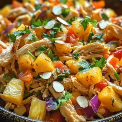 The Hawaiian Chicken Salad is a refreshing and vibrant dish that harmonizes tropical flavors with wholesome ingredients, making it a favorite for many. This salad is not just a meal; it embodies the essence of the islands with its colorful presentation and tantalizing taste. Whether you are planning a summer picnic, looking for a light lunch option, or preparing for a potluck gathering, this salad offers versatility and appeal. The balance of protein from the chicken, sweetness from the fruits, and crunch from the vegetables creates a dish that is both delicious and nutritious.