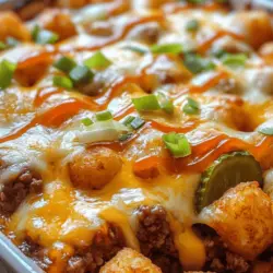 The Ultimate Cheeseburger Tater Tot Casserole is a dish that beautifully blends the beloved flavors of a classic cheeseburger with the comforting, hearty texture of a casserole. This dish has gained immense popularity among families and food enthusiasts alike, thanks to its ability to satisfy even the heartiest of appetites while being incredibly easy to prepare. In a world where fast-paced lifestyles often leave little time for elaborate meals, casseroles like this one provide a simple solution: a delicious, filling dish that can be thrown together in a matter of minutes and enjoyed by everyone at the dinner table.