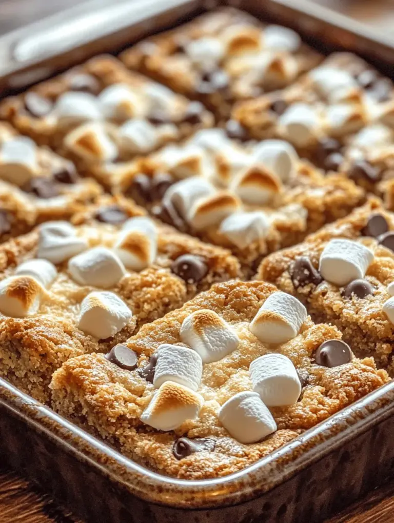 There’s something undeniably nostalgic about s’mores. The mere mention of these beloved campfire treats conjures up images of summer nights spent gathered around a crackling fire, laughter filling the air as gooey marshmallows meld with rich chocolate and crispy graham crackers. S’mores have long been a staple of outdoor gatherings, evoking memories of childhood adventures and family camping trips. However, as much as we adore the traditional presentation of s’mores, there’s a delightful innovation that brings this classic flavor combination into the modern kitchen: S'mores Cookie Bars.