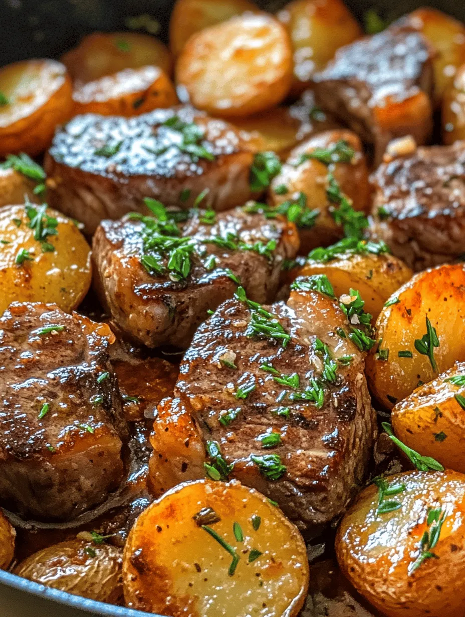 When it comes to classic comfort food, few dishes can compete with the hearty combination of steak and potatoes. The Garlic Butter Steak and Potatoes Skillet is a culinary delight that brings together tender, juicy sirloin steak and buttery, golden-brown baby potatoes, all cooked in one pan. This dish is a true embodiment of simplicity and flavor, making it an ideal choice for a weeknight family dinner or a special occasion that calls for a touch of indulgence.