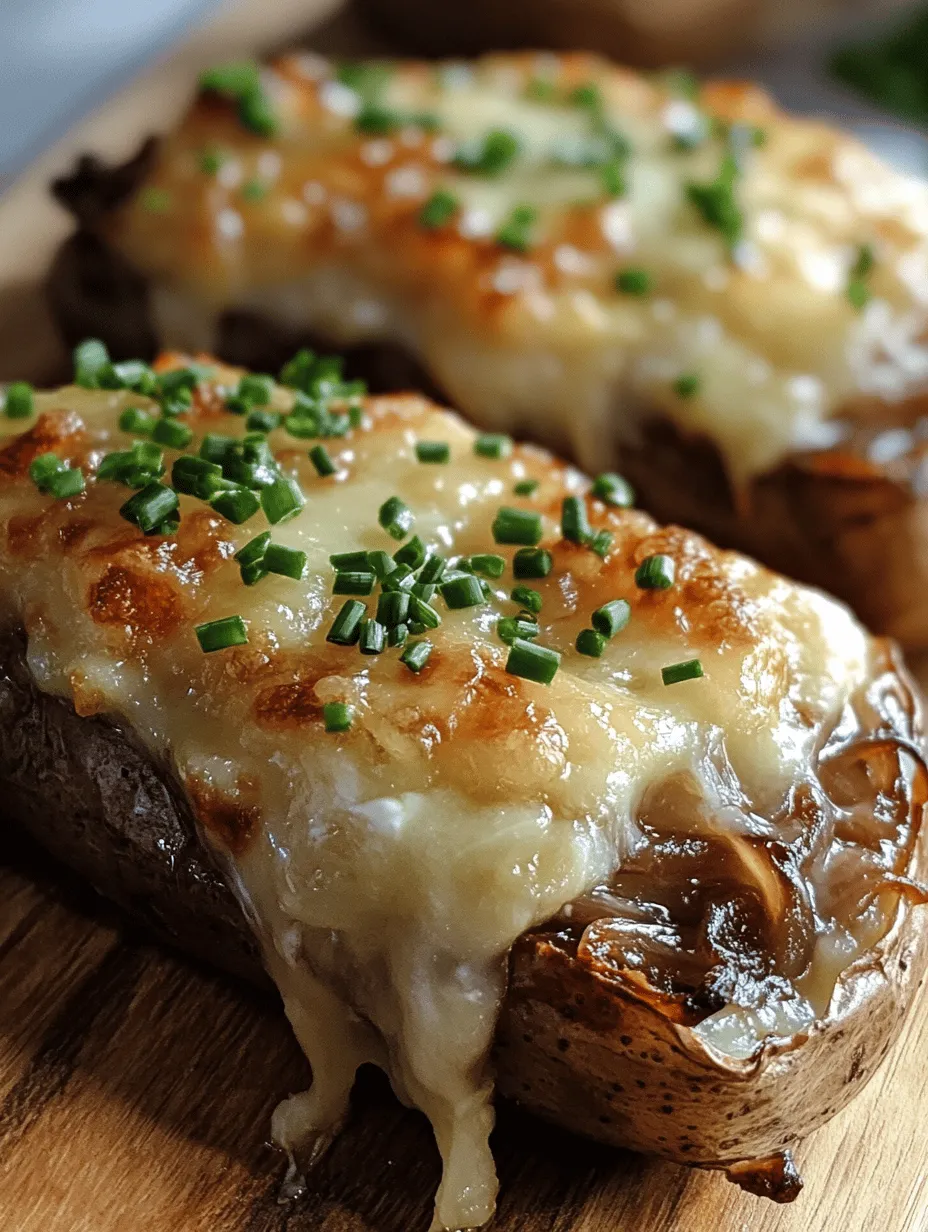 Cheesy French Onion Baked Potatoes are a delightful fusion of classic comfort food and gourmet flavor. Imagine sinking your fork into a fluffy, tender baked potato, only to find it stuffed with rich caramelized onions, gooey melted cheese, and a hint of savory broth. This dish not only satisfies the craving for something hearty but also elevates the humble potato into an extraordinary meal.