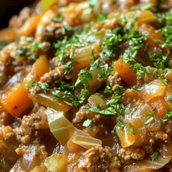 If you’re on the lookout for a hearty, comforting meal that doesn’t require hours in the kitchen, look no further than the Savory Cabbage & Beef Skillet Delight. This dish brings together the rich flavors of ground beef and the nutritional benefits of fresh cabbage, resulting in a satisfying one-pan meal that is perfect for busy families and individuals alike. The best part? It’s easy to prepare, making it an ideal choice for weeknight dinners.