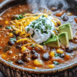 Taco soup has become a beloved dish in many households across the United States, praised for its hearty flavor and comforting embrace. This dish perfectly captures the essence of a traditional taco in a warm, filling soup format, making it an ideal meal for any occasion. Whether it’s a chilly evening, a casual gathering with friends, or a busy weekday dinner, taco soup offers the perfect blend of convenience and deliciousness.