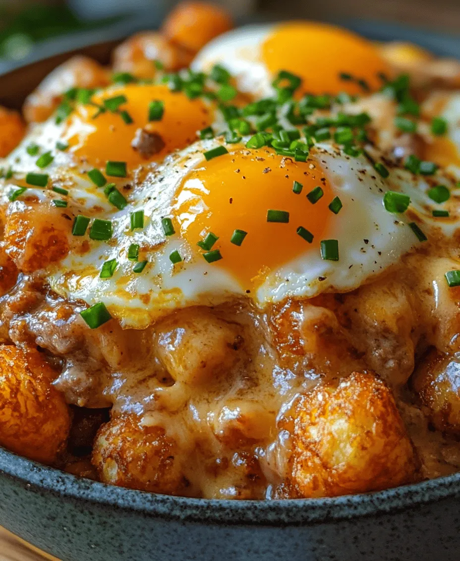 The Tater Tot Breakfast Bowl with Sausage Gravy is the quintessential comfort food that seamlessly melds the most cherished breakfast staples into a single indulgent dish. Imagine waking up to a hearty bowl filled with crispy tater tots, rich and savory sausage gravy, and a sprinkle of cheese, all topped with a perfectly cooked egg. This dish is not only satisfying but also incredibly versatile, making it suitable for busy weekday mornings or leisurely weekend brunches with family and friends.