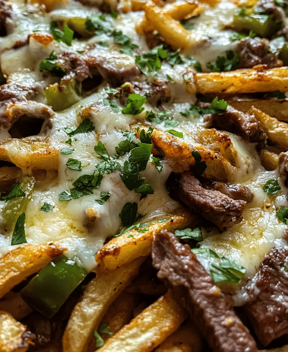 Philly Steak Cheese Fries are the ultimate comfort food, perfect for satisfying your cravings with their enticing combination of crispy fries, savory steak, and gooey cheese. This dish takes the classic flavors of a Philly cheesesteak and elevates them by placing them atop a mountain of golden, crunchy fries. Whether you're hosting a game day gathering, looking for a crowd-pleasing appetizer, or simply want a hearty meal to enjoy on a weeknight, Philly Steak Cheese Fries are a winning choice. This delicious dish brings together a medley of textures and flavors that make it a beloved favorite among food lovers.