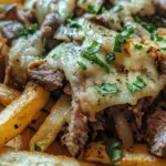 Philly Steak Cheese Fries are the ultimate comfort food, perfect for satisfying your cravings with their enticing combination of crispy fries, savory steak, and gooey cheese. This dish takes the classic flavors of a Philly cheesesteak and elevates them by placing them atop a mountain of golden, crunchy fries. Whether you're hosting a game day gathering, looking for a crowd-pleasing appetizer, or simply want a hearty meal to enjoy on a weeknight, Philly Steak Cheese Fries are a winning choice. This delicious dish brings together a medley of textures and flavors that make it a beloved favorite among food lovers.