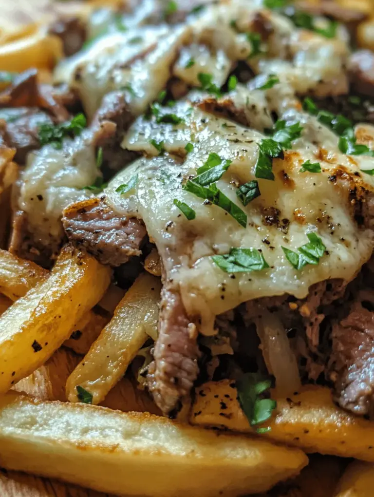 Philly Steak Cheese Fries are the ultimate comfort food, perfect for satisfying your cravings with their enticing combination of crispy fries, savory steak, and gooey cheese. This dish takes the classic flavors of a Philly cheesesteak and elevates them by placing them atop a mountain of golden, crunchy fries. Whether you're hosting a game day gathering, looking for a crowd-pleasing appetizer, or simply want a hearty meal to enjoy on a weeknight, Philly Steak Cheese Fries are a winning choice. This delicious dish brings together a medley of textures and flavors that make it a beloved favorite among food lovers.