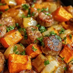 In the world of culinary arts, balancing flavors is an essential skill that transforms a simple dish into an unforgettable meal. One delightful example of this balance is the Savory Sausage & Sweet Potatoes with Honey Garlic Sauce. This dish beautifully marries the rich, hearty flavors of sausage with the natural sweetness of sweet potatoes, all brought together by a luscious honey garlic sauce. The result is a comforting plate that not only tantalizes the taste buds but also warms the soul.