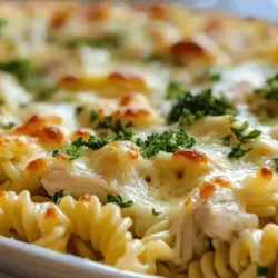 When it comes to comfort food, few dishes can rival the satisfying warmth and heartiness of a pasta bake. Combining the best elements of pasta, protein, and a creamy sauce, this Garlic Parmesan Chicken Pasta Bake is a delightful homage to home-cooked meals that the whole family can enjoy. The magic lies in its rich flavors and creamy texture, where tender rotini pasta mingles with succulent chicken, vibrant broccoli, and a blend of aromatic garlic and savory cheeses. As the dish bakes, the ingredients meld together, creating a comforting casserole that is perfect for weeknight dinners or family gatherings.