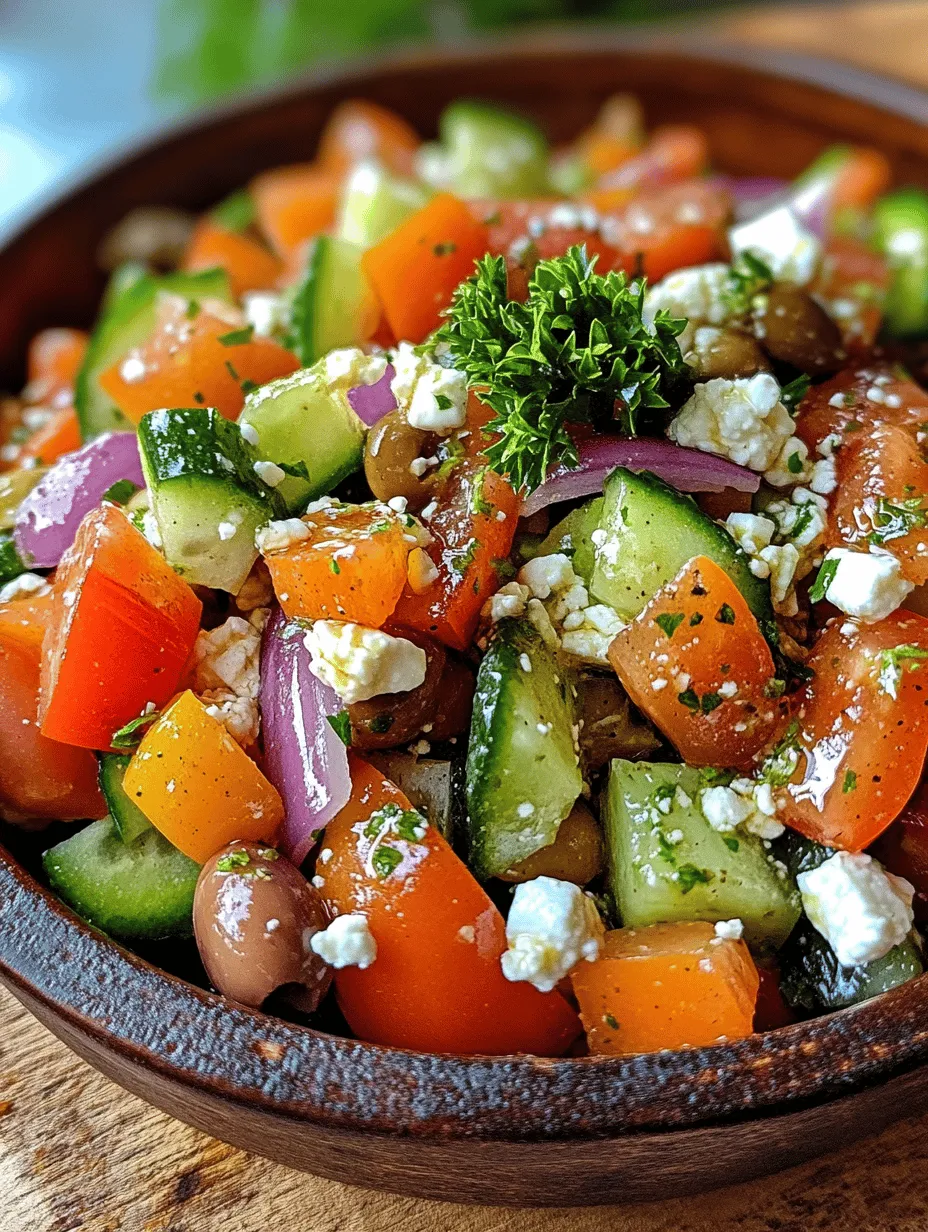 In a world where culinary experiences can transport you to distant lands, the Mediterranean Bliss Salad stands out as a vibrant and refreshing dish that captures the essence of Mediterranean cuisine. This salad is a delightful mélange of fresh ingredients, making it not only visually appealing but also bursting with flavors that dance on your palate. With a base of crisp vegetables, tangy feta cheese, and briny Kalamata olives, this dish is versatile enough to serve as a light lunch, an enticing side for dinner, or a crowd-pleasing option at your next potluck.