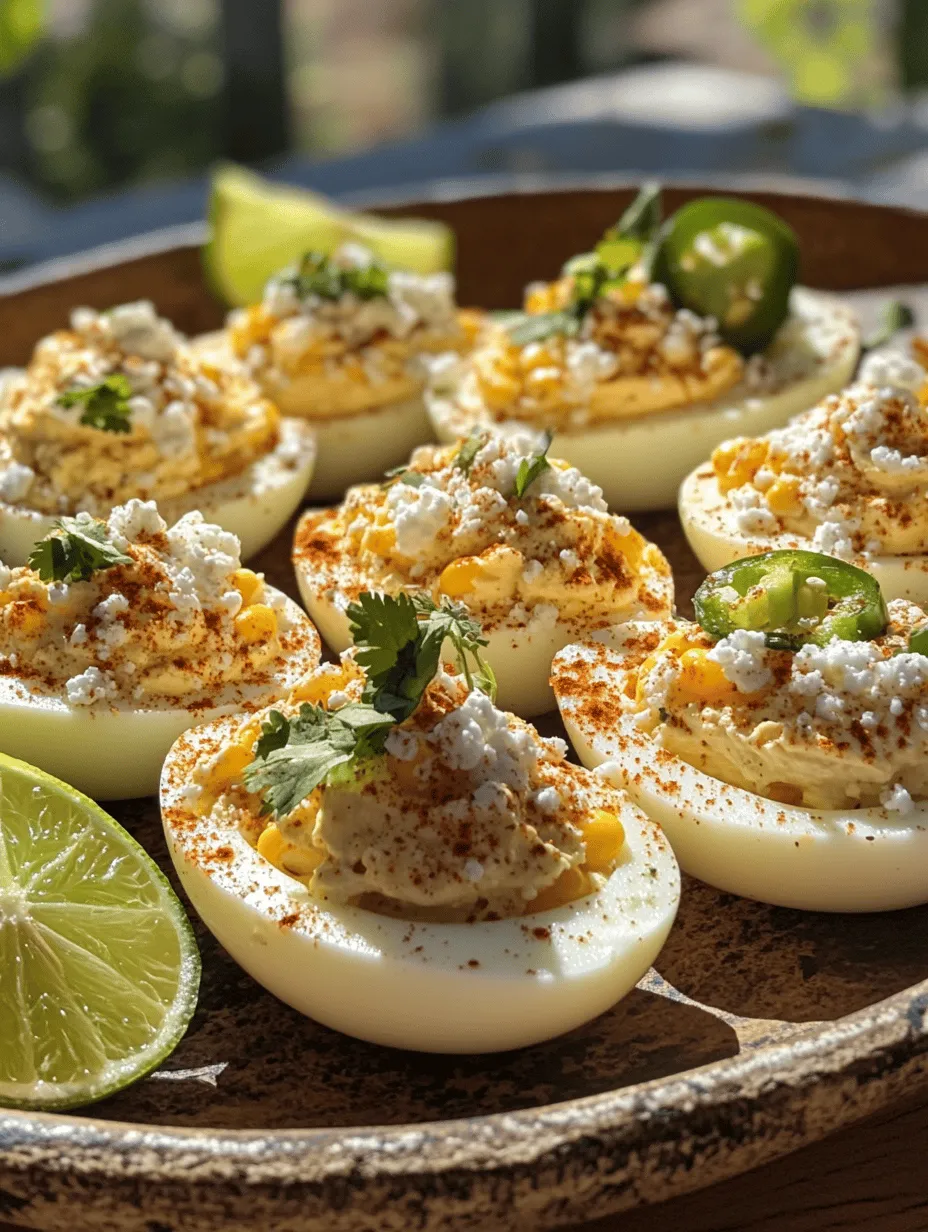 Deviled eggs have long held a cherished place in culinary traditions worldwide, celebrated for their versatility and ease of preparation. These delightful bites, made from hard-boiled eggs filled with a creamy mixture, are often featured at gatherings, picnics, and potlucks. However, the classic recipe has seen a wave of innovation, leading to exciting variations that reflect different cultural influences. One such fusion is the Mexican Street Corn Deviled Eggs, a dish that marries the creamy, zesty flavors of deviled eggs with the vibrant essence of Elote, or Mexican street corn.