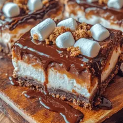 Indulge in the delightful flavors of summer campfires with a twist on a classic favorite: S'mores Fudge Bars. These rich, chocolatey treats combine the nostalgic taste of traditional s'mores with the creamy decadence of fudge, creating a dessert that is sure to please any crowd. Picture golden graham cracker crusts layered with a fudgy, chocolatey filling, topped with gooey marshmallows and a drizzle of chocolate. Whether you're hosting a gathering, celebrating a special event, or simply satisfying a sweet tooth, these bars offer a perfect blend of flavors and textures. They are not just desserts; they are memories wrapped in chocolate, evoking warm evenings spent around a fire, roasting marshmallows under a starlit sky.