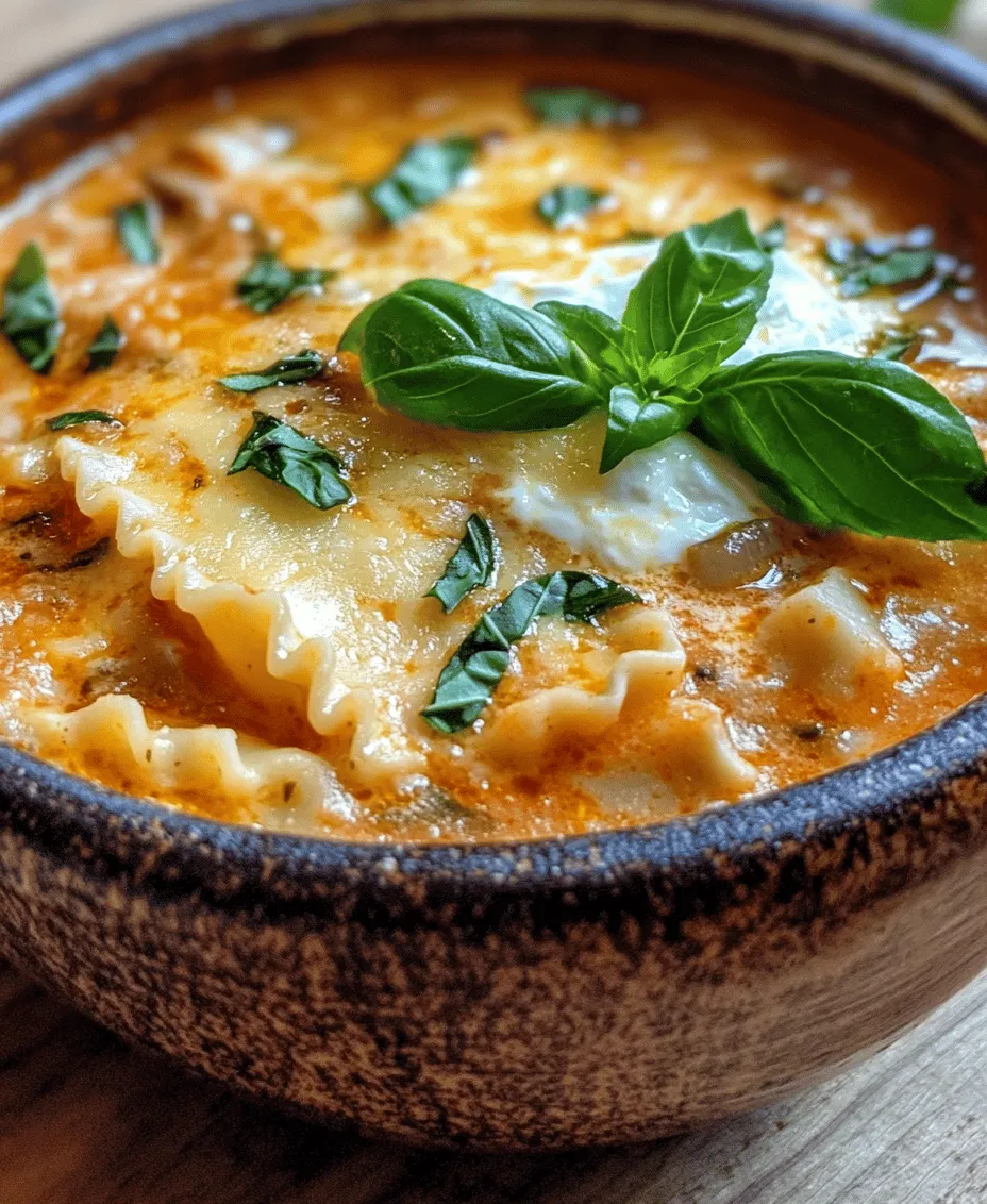 If you're in search of a dish that envelops you in warmth and comfort, look no further than <strong>Decadent Creamy Alfredo Lasagna Soup</strong>. This delightful take on traditional lasagna combines the rich and creamy flavors of Alfredo sauce with the heartiness of lasagna, all in one warm bowl. Perfect for chilly evenings or family gatherings, this soup not only satiates your cravings but also offers a unique twist on a classic favorite.” /></p>
</p>
<h3>Step-by-Step Instructions for Perfecting the Soup</h3>
</p>
<h4>Preparation Phase</h4>
</p>
<p>Before diving into cooking your decadent creamy Alfredo lasagna soup, it’s essential to prepare your kitchen and gather all your ingredients. Start by washing your hands thoroughly and ensuring your workspace is clean. Here’s how to get everything ready:</p>
</p>
<p>1. <strong>Chop Your Vegetables</strong>: Dice the onion and mince the garlic. You’ll need a fine chop for the onion to ensure it caramelizes nicely and a rough chop for the garlic to release its fragrant oils.</p>
<p>2. <strong>Measure Your Ingredients</strong>: Pre-measure your broth, cream, and cheese. This will save time and prevent any missteps during the cooking process. Have the pasta and other ingredients within arm’s reach to maintain a smooth workflow.</p>
<p>3. <strong>Prep the Ricotta Mixture</strong>: In a mixing bowl, combine ricotta cheese, an egg, and a pinch of <a class=