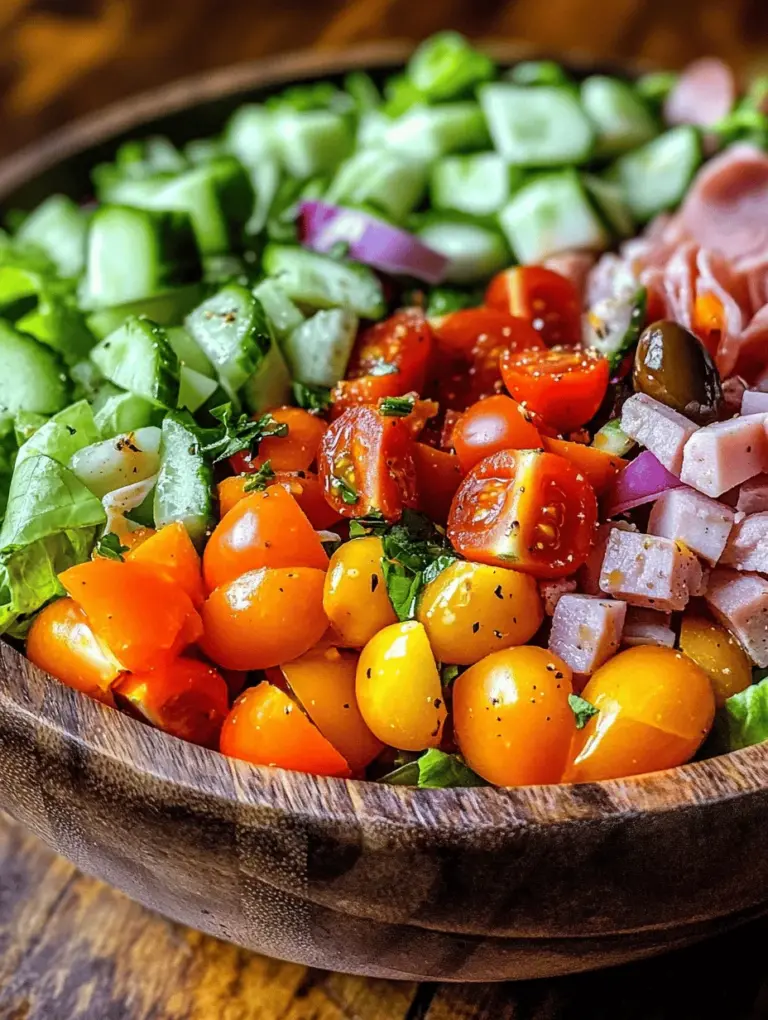 The Italian Grinder Salad is a delightful dish that embodies the vibrant flavors of Italy while being a staple in Italian-American cuisine. Combining fresh, crisp vegetables, savory meats, and robust cheeses, this salad is not just a meal, but an experience that tantalizes the taste buds. The origins of the Grinder Salad can be traced back to the classic Italian hoagie sandwich. In this innovative take, the elements of a traditional grinder are transformed into a refreshing salad, providing a delicious and satisfying option for those looking to enjoy Italian flavors in a lighter format.