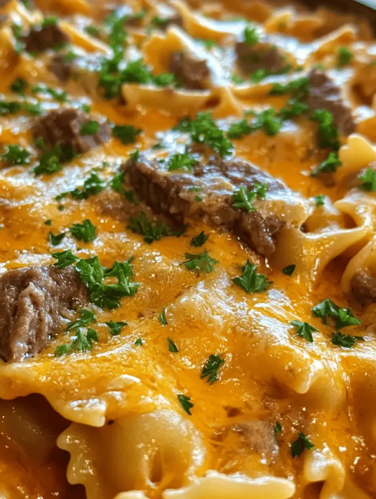 In the realm of comfort food, few dishes can compete with the indulgent allure of Cheesy Beef and Bowtie Pasta in Garlic Butter. This delightful meal is the epitome of warmth and satisfaction, making it a perfect choice for busy weeknights or family gatherings. The creamy texture, rich flavors, and the seamless blend of simple yet essential ingredients make this dish a favorite for both adults and children alike.