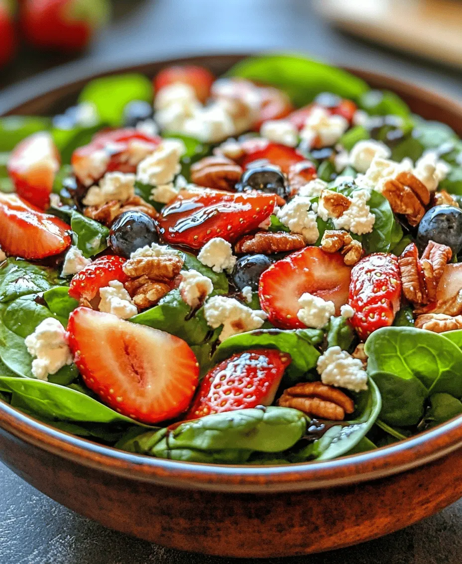 If you’re looking for a vibrant and refreshing dish that's perfect for any meal, look no further than the Quick & Refreshing Strawberry Spinach Salad. This delightful salad combines the lushness of fresh spinach with the sweetness of ripe strawberries, creating a dish that is not only visually appealing but also bursting with flavor. The contrast between the sweet, juicy strawberries and the earthy spinach makes this salad a favorite among many, whether served at a lunch gathering, a family dinner, or as a side dish at a summer barbecue.