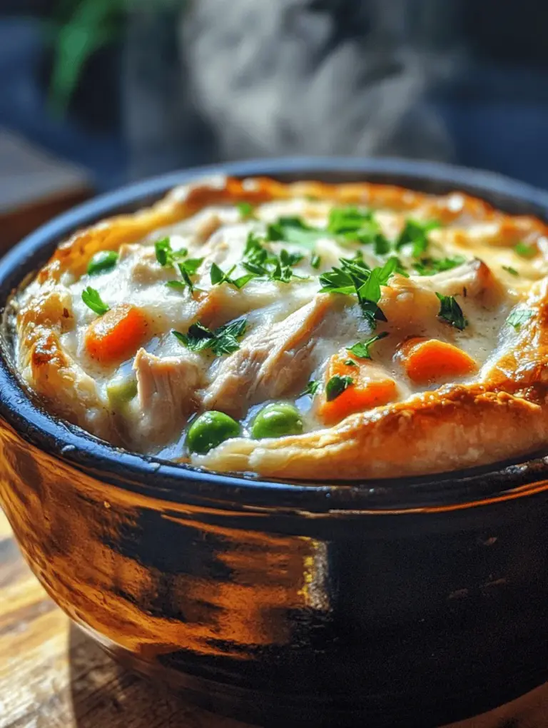 Every great recipe starts with quality ingredients, and this Cozy Crock Pot Chicken Pot Pie is no exception. Each component plays a vital role in creating a dish that’s not only delicious but also nutritious. Let’s break down the key ingredients that contribute to the success of this recipe.