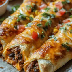 Cheesy taco sticks are a delightful fusion of Mexican flavors and comforting textures that have rapidly become a family favorite. This dish combines the beloved elements of tacos—seasoned meat, cheese, and fresh toppings—wrapped in warm, flaky crescent roll dough, creating a snack that is both satisfying and fun to eat. Perfect for gatherings, game days, or even a quick weeknight meal, these cheesy taco sticks bring joy to any occasion.