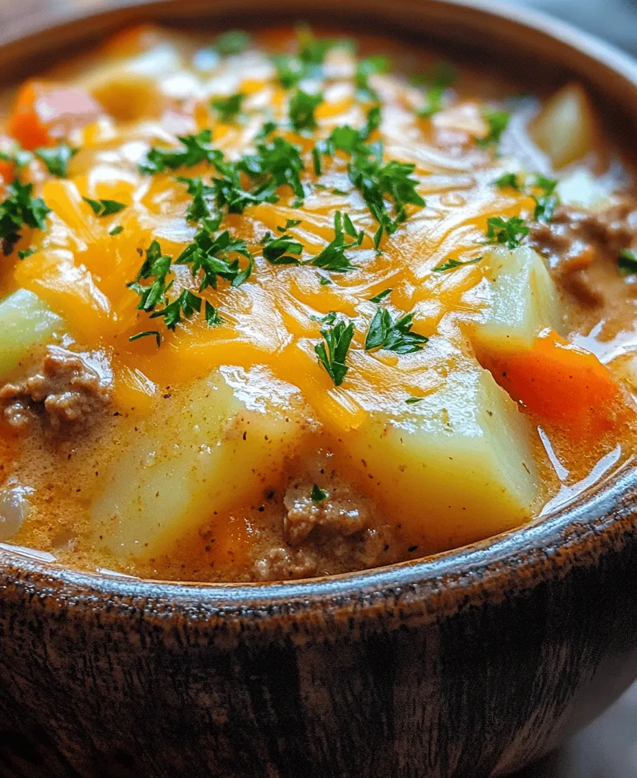 Imagine coming home after a long day to the enticing aroma of a warm, hearty soup waiting for you. Creamy Potato Hamburger Soup is the epitome of comfort food, featuring a unique blend of flavors and textures that cater to both the palate and the soul. The rich, creamy base is complemented by tender pieces of potato, savory ground beef, and a medley of fresh vegetables, making it a well-rounded meal that can satisfy even the heartiest of appetites.