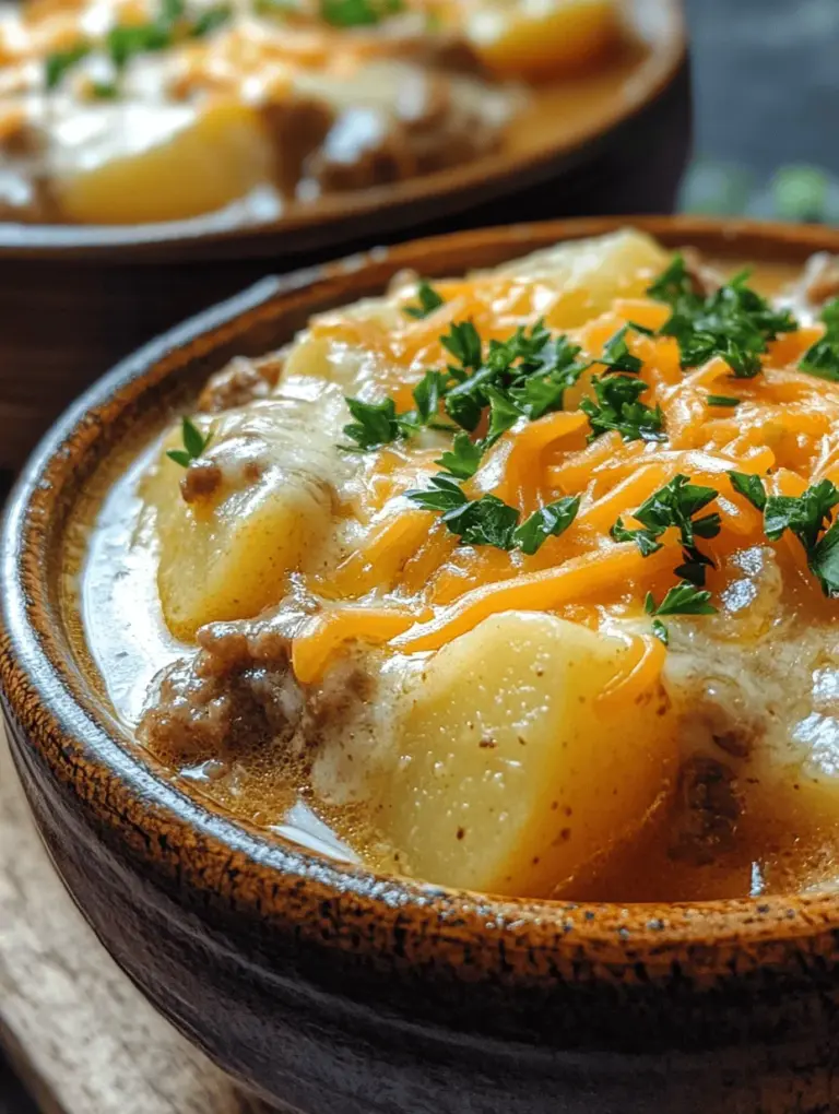 Imagine coming home after a long day to the enticing aroma of a warm, hearty soup waiting for you. Creamy Potato Hamburger Soup is the epitome of comfort food, featuring a unique blend of flavors and textures that cater to both the palate and the soul. The rich, creamy base is complemented by tender pieces of potato, savory ground beef, and a medley of fresh vegetables, making it a well-rounded meal that can satisfy even the heartiest of appetites.