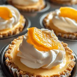 If you're looking for a treat that beautifully marries nostalgia with modern dessert trends, then look no further than Orange Creamsicle Mini Cheesecakes. These delightful little desserts capture the essence of warm summer days spent enjoying the classic orange creamsicle popsicle, with its refreshing citrus flavor and creamy vanilla undertones. Imagine a mini cheesecake that brings those childhood memories flooding back, all while being elegantly presented and perfectly portioned for individual enjoyment.