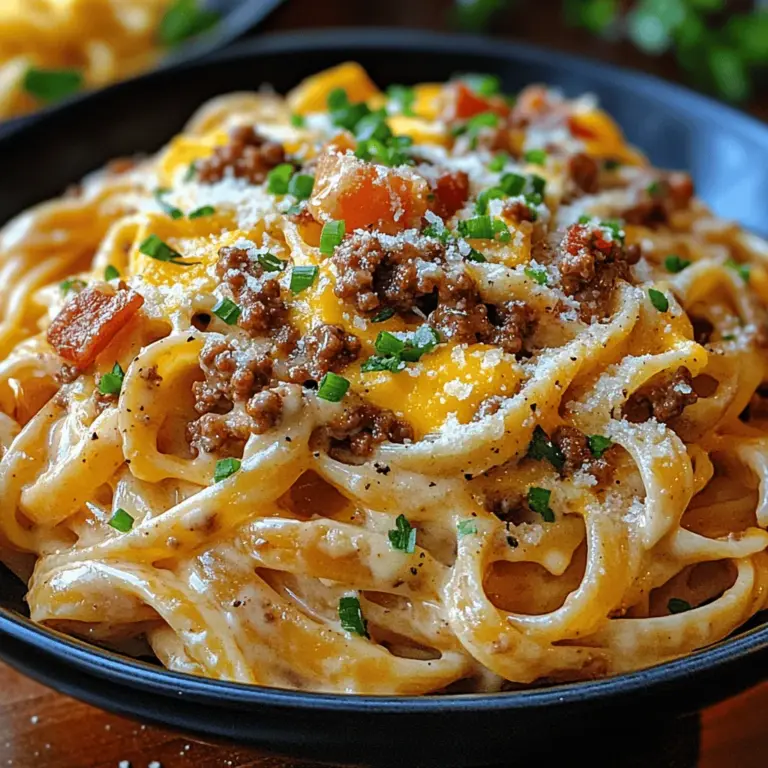 To create the perfect Loaded Bacon Cheeseburger Alfredo Pasta, it's essential to understand the key ingredients that contribute to its rich flavor and creamy texture. Let’s take a closer look at each component of this dish.