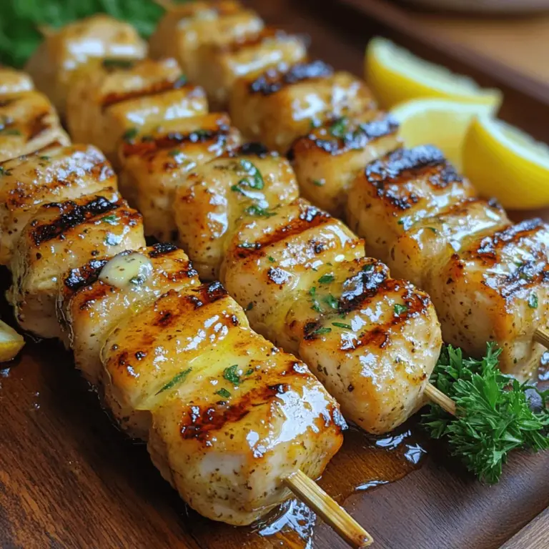 Lemon Butter Chicken Skewers are a delightful twist on traditional grilled chicken that combines the bright, zesty flavors of lemon with the rich, savory taste of butter. This dish is not only an explosion of flavors but also incredibly easy to prepare, making it a perfect choice for weeknight dinners, outdoor barbecues, and gatherings with friends and family. The harmonious blend of lemon zest and garlic, complemented by fresh herbs, creates a mouthwatering experience that is sure to impress your guests.