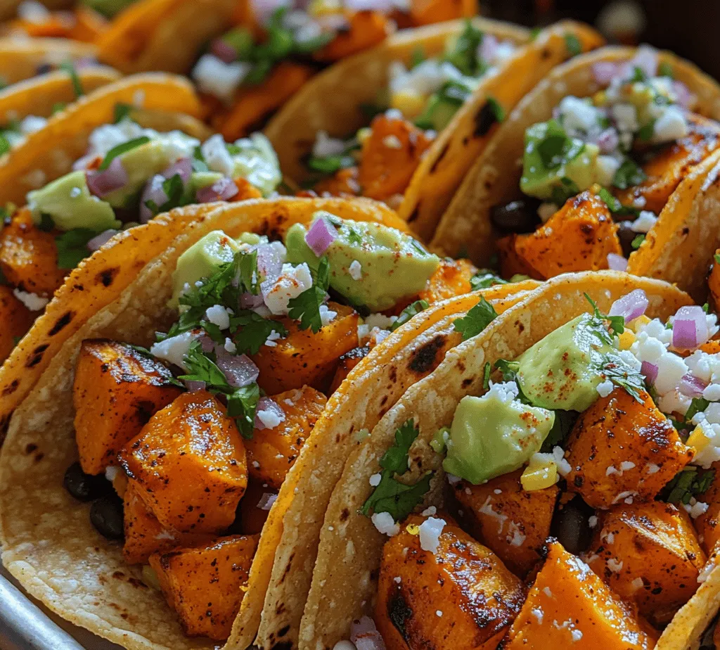 Tacos are a culinary staple that transcends cultures and cuisines, celebrated for their versatility and the endless possibilities they offer. Whether filled with meats, beans, or an array of vibrant vegetables, tacos are a beloved dish enjoyed worldwide. Today, we are elevating this classic favorite with a unique twist by introducing <strong>Sweet & Spicy Roasted Sweet Potato Tacos</strong>. This recipe combines the natural sweetness of roasted sweet potatoes with a medley of spices, delivering a flavor explosion that is sure to delight your taste buds.” /></p>
</p>
<h3>Importance of Gentle Mixing to Maintain Texture</h3>
</p>
<p>When preparing the filling for your Sweet & Spicy Roasted Sweet Potato Tacos, it’s crucial to mix the ingredients gently. This careful approach preserves the integrity of the roasted sweet potatoes and beans, ensuring a delightful texture in each bite. Over-mixing can lead to a mushy consistency, which detracts from the overall experience. Aim to combine the flavors without breaking down the sweet potatoes too much; you want to maintain some chunky pieces that provide a satisfying mouthfeel. A light hand will keep your filling hearty and flavorful, elevating the taco experience.</p>
</p>
<h3>Warming Tortillas for the Best Experience</h3>
</p>
<p>Warming your tortillas is an essential step in taco preparation that significantly enhances the overall eating experience. Warm tortillas not only become more pliable and easier to fold, but they also help retain the heat of the filling, allowing you to enjoy every bite at the ideal temperature. Cold or unheated tortillas can lead to a less enjoyable texture and flavor when combined with the warm filling.</p>
</p>
<h4>Techniques to Achieve Perfect Tortilla Pliability</h4>
</p>
<p>There are several effective methods to warm tortillas, and each approach can yield delicious results:</p>
</p>
<p>1. <strong>Stovetop Method</strong>: Place a skillet or frying pan over medium heat. Once hot, add a tortilla and warm for about 30 seconds on each side. This method gives a slightly charred flavor, enhancing the taco’s overall taste.</p>
</p>
<p>2. <strong>Oven Method</strong>: Preheat your oven to 350°F (175°C). Stack the tortillas and wrap them in aluminum foil. Heat for about 10-15 minutes. This method is perfect if you’re warming multiple tortillas at once.</p>
</p>
<p>3. <strong>Microwave Method</strong>: Place a few tortillas on a microwave-safe plate and cover them with a damp paper towel. Microwave for about 20-30 seconds. This method is quick and convenient, especially when time is of the essence.</p>
</p>
<p>Regardless of the method you choose, warm tortillas will significantly enhance the texture and flavor of your Sweet & Spicy Roasted Sweet Potato Tacos.</p>
</p>
<h3>Assembling the Sweet & Spicy Tacos</h3>
</p>
<p>Now that you have your perfectly roasted sweet potato filling and warm tortillas, it’s time to assemble your tacos! Follow these step-by-step instructions for creating a delicious and visually appealing taco that is sure to impress.</p>
</p>
<p>1. <strong>Start with a Base</strong>: Lay one warm tortilla flat on your serving plate. This is your base for piling on the delicious fillings.</p>
</p>
<p>2. <strong>Add the Filling</strong>: Spoon a generous portion of the sweet potato and bean mixture onto the center of the tortilla. Aim for about 1/2 cup of filling, but feel free to adjust based on your preference.</p>
</p>
<p>3. <strong>Layer with Fresh Ingredients</strong>: Add a handful of fresh toppings, such as diced avocado or sliced jalapeños, atop the filling. These ingredients not only provide a fresh contrast to the roasted flavors but also add vibrant color to your tacos.</p>
</p>
<p>4. <strong>Top it Off</strong>: Finish your taco with your choice of sauce or dressing. A drizzle of creamy avocado dressing or a sprinkle of crumbled feta can take your tacos to the next level.</p>
</p>
<p>5. <strong>Fold with Care</strong>: Gently fold the tortilla in half. If you’re using larger tortillas, consider folding in the sides first before closing the taco. This helps contain all the delicious contents.</p>
</p>
<p>6. <strong>Serve Immediately</strong>: Tacos are best enjoyed fresh, so serve them right away while the tortillas are warm and the fillings are at their peak.</p>
</p>
<h4>Importance of Layering for Flavor Distribution</h4>
</p>
<p>Layering is key to achieving a balanced flavor profile in your tacos. By distributing ingredients thoughtfully, you ensure that every bite contains a harmonious mix of flavors and textures. For instance, placing the creamy toppings on top of the filling allows their richness to mingle with the sweet and spicy notes of the roasted sweet potatoes, creating a delightful culinary experience.</p>
</p>
<h4>Suggestions for Customizing Each Taco to Personal Taste</h4>
</p>
<p>One of the joys of making tacos is their versatility. Encourage guests or family members to customize their tacos according to their taste preferences. Here are some ideas to inspire creativity:</p>
</p>
<p>– <strong>Add Protein</strong>: For those seeking additional protein, consider adding grilled <a class=